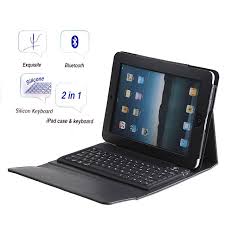 IPAD Protective slim lined leather case with bluetooth keyboard built-in